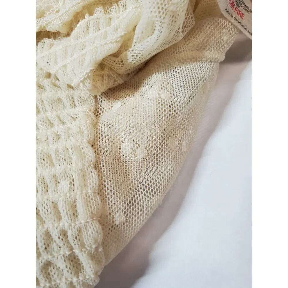 Free People Womens Top Medium Silverlake‎ Picnic Smocked Puff Sleeve